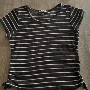 black and white striped top